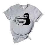 sleepy sloth need coffee