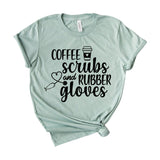 Coffee scrubs and rubber gloves