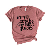 Coffee scrubs and rubber gloves
