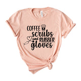 Coffee scrubs and rubber gloves