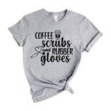 Coffee scrubs and rubber gloves